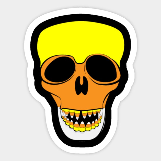 Niche Skull Island Mod Art  Candy Corn Skull Illustration In Color Sticker by LailaLittlerwm